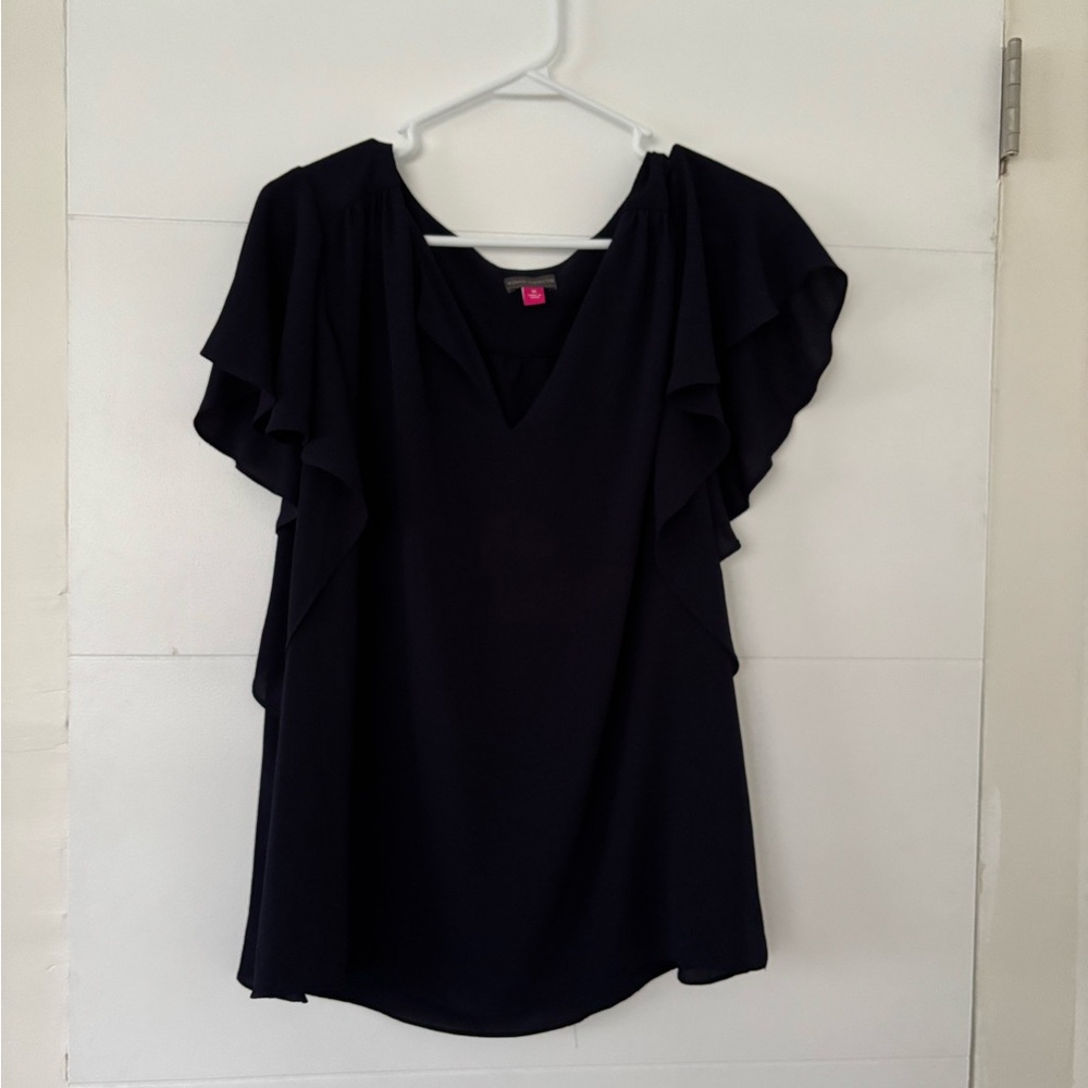 Vince Camuto Dark blue Flutter Sleeve Blouse